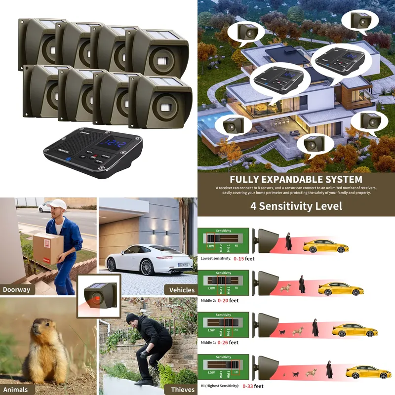 Pir Motion Sensor - Outdoor Solar - Powered Wireless Driveway
