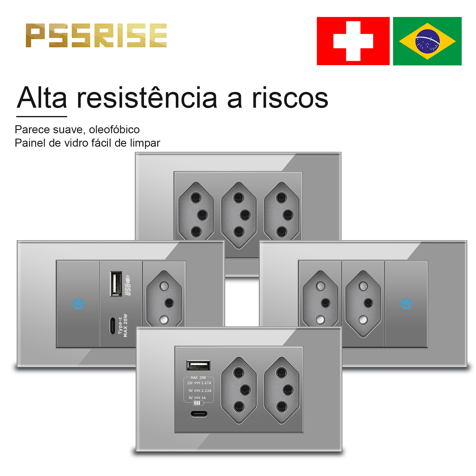 PSSRISE Grey Glass Full-paddle - Tuya Wifi Socket recension och pris