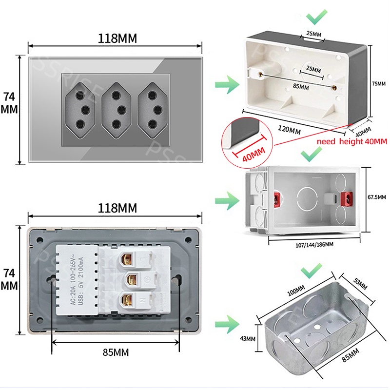 PSSRISE Grey Glass Full-paddle - Tuya Wifi Socket recension och pris