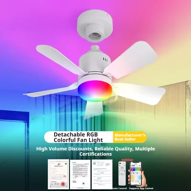 RGB LED Ceiling Fan Lamps E27  - Smart Ceiling Fan recension och pris