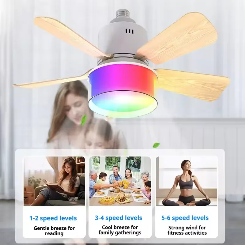 RGB LED Ceiling Fan Lamps E27  - Smart Ceiling Fan recension och pris