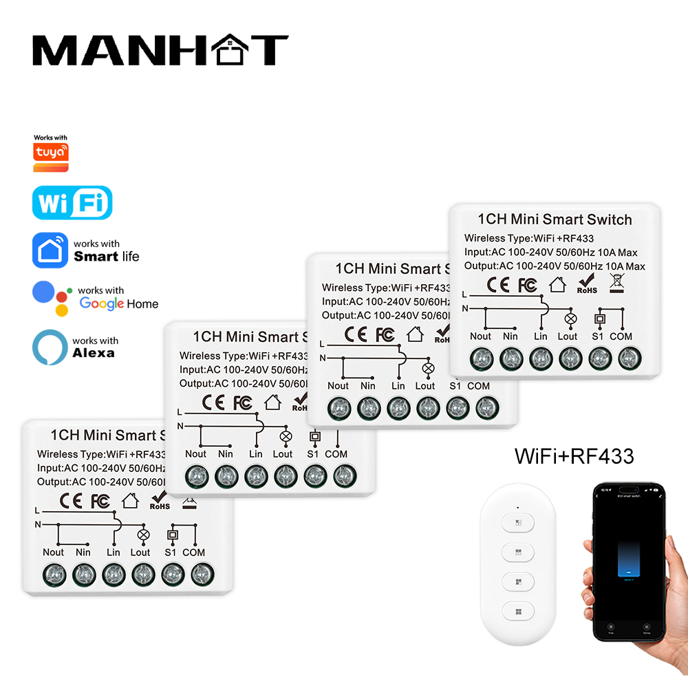 10A Mini WIFI Smart Switch RF4 - Tuya Wifi Socket recension och pris